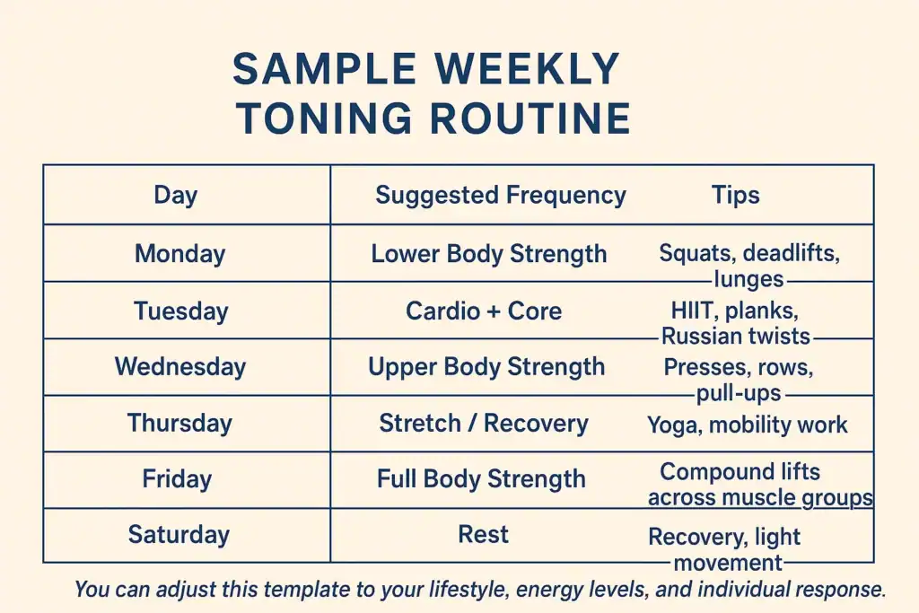 Achieving the Perfect Tone: How Often Should You Exercise for Results? 4 Weekly exercise Borehamwood plan graphic