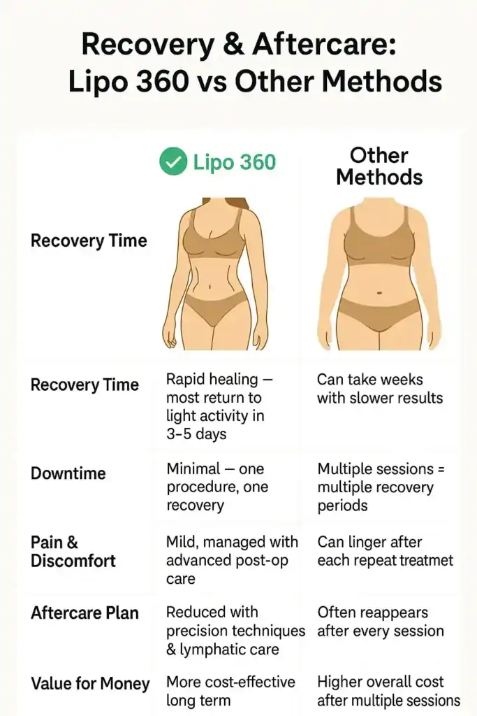 Recovery and Aftercare for Fat-Dissolving Surgery 2 Table to show fat dissolving injection aftercare Borehamwood