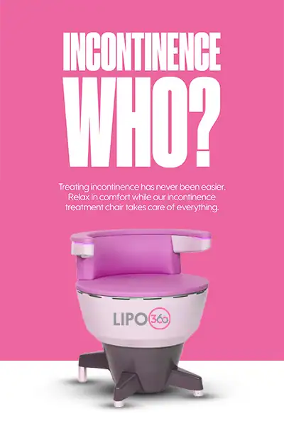 LIPO360 EMS Chair Can Help with Urinary Incontinence 2 Image of a urinary incontinence treatment seat Borehamwood