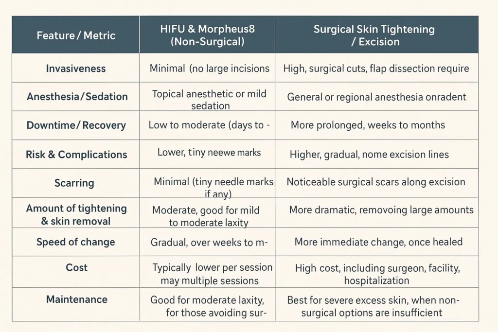 The Science of Skin Tightening 2 Table of skin tightening Borehamwood benefits compared to surgical options