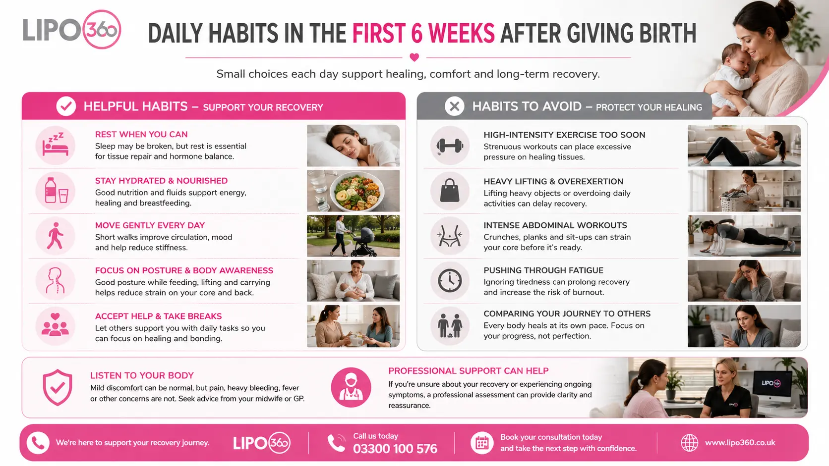 What to Do (and Avoid) in the First 6 Weeks After Giving Birth To Avoid Diastasis Recti 3 First 6 Weeks After Giving Birth To Avoid Diastasis Recti Borehamwood : Daily Habits in the First 6 Weeks After Giving Birth